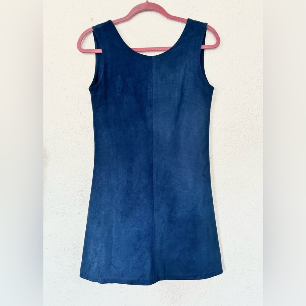 LOVEMARKS • Navy Faux Suede Shift Mini Dress Size M